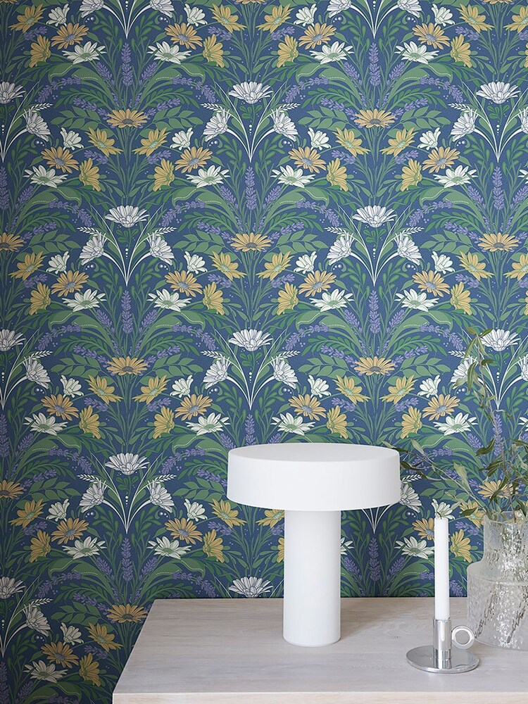 Galerie Blue Sommarang 2 Floral Print A4 Wallpaper Sample - Image 1 of 2