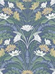 Galerie Blue Sommarang 2 Floral Print A4 Wallpaper Sample - Image 2 of 2