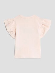 River Island Pink Girls Frill Sleeve Box Graphic Print T-Shirt - Image 2 of 5