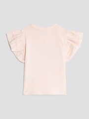 River Island Pink Girls Frill Sleeve Box Graphic Print T-Shirt - Image 5 of 5