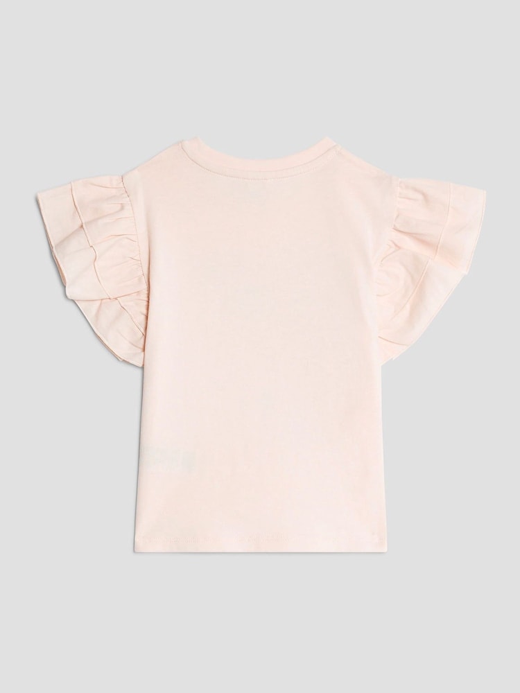 River Island Pink Girls Frill Sleeve Box Graphic Print T-Shirt - Image 5 of 5
