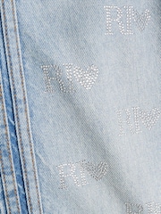 River Island Blue Girls Hotfix Logo Jeans - Image 4 of 4
