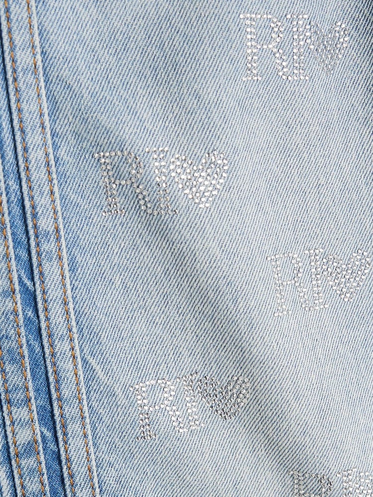 River Island Blue Girls Hotfix Logo Jeans - Image 4 of 4