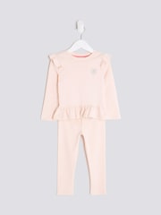 River Island Pink Girls Waist Band Rib Leggings Set - Image 3 of 5