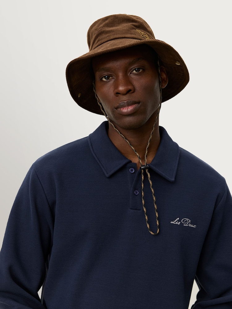 Les Deux Blue Ben Polo Piqué Sweatshirt - Image 2 of 7 Les Deux Blue Ben Polo Piqué Sweatshirt - Image 2 of 7