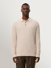 Les Deux Natural Gustav Squared Structure Polo Knit Jumper - Image 1 of 7