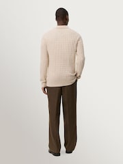 Les Deux Natural Gustav Squared Structure Polo Knit Jumper - Image 3 of 7