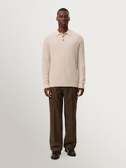 Les Deux Natural Gustav Squared Structure Polo Knit Jumper - Image 7 of 7
