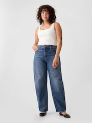 Gap Blue High Rise Barrel Jeans - Image 5 of 9