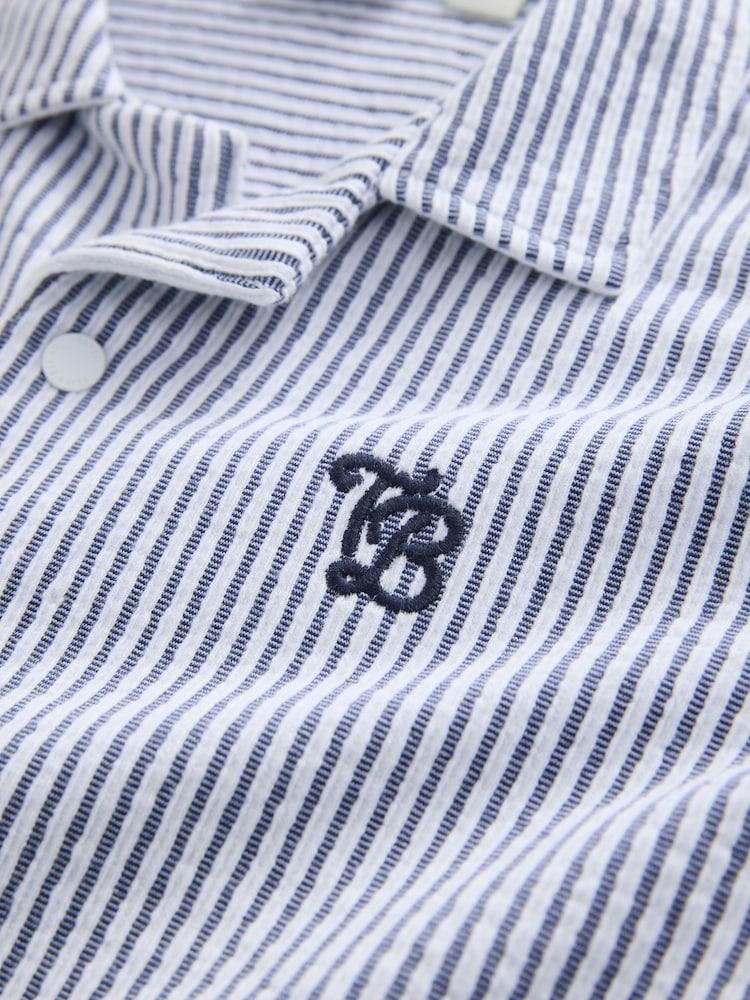 Baker by Ted Baker Navy Textured Stripe Shirt and Shorts Set - Image 11 of 11