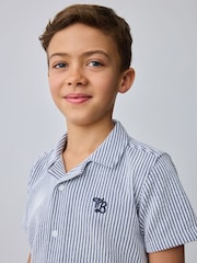 Baker by Ted Baker Navy Textured Stripe Shirt and Shorts Set - Image 6 of 11