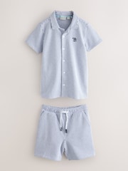 Baker by Ted Baker Navy Textured Stripe Shirt and Shorts Set - Image 7 of 11