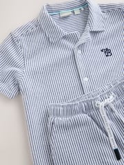 Baker by Ted Baker Navy Textured Stripe Shirt and Shorts Set - Image 9 of 11