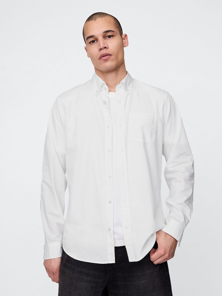 Gap White Cotton Poplin Classic Shirt - Image 1 of 4
