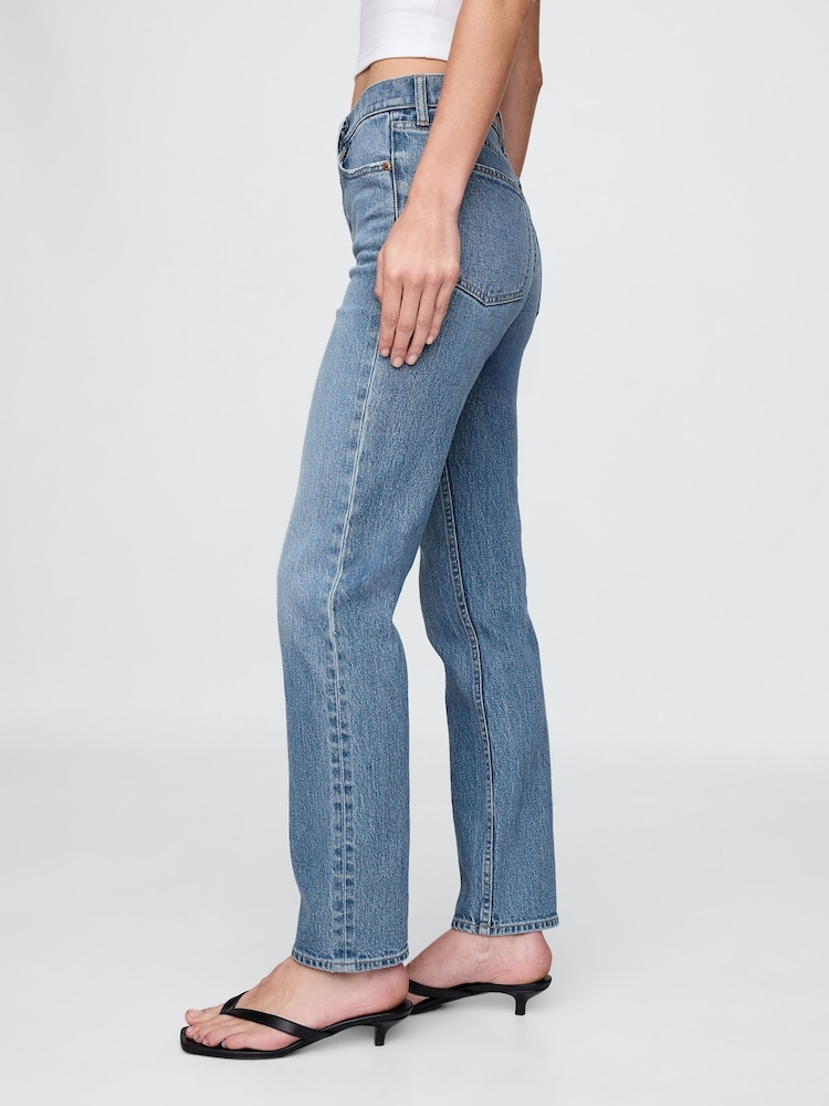 Gap Blue High Waisted '90s Straight Jeans - Image 4 of 4 Gap Blue High Waisted '90s Straight Jeans - Image 4 of 4
