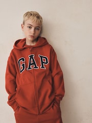 Rojo - Gap Relaxed Logo French Terry Zip Hoodie (4-13yrs) - Imagen 1 de 5