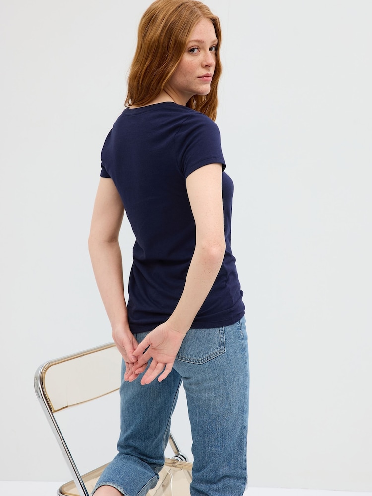 Gap Navy Blue V-Neck Favourite Cotton Short Sleeve T-Shirt - Image 2 of 7