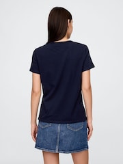 Gap Navy Blue V-Neck Favourite Cotton Short Sleeve T-Shirt - Image 4 of 7