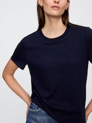 Gap Navy Blue V-Neck Favourite Cotton Short Sleeve T-Shirt - Image 6 of 7