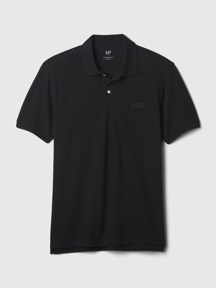 Gap Black Logo Pique Polo Shirt - Image 2 of 4 Gap Black Logo Pique Polo Shirt - Image 2 of 4