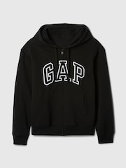 Μαύρο - Gap Relaxed Logo Zip Φούτερ με κουκούλα - Εικόνα 5 από 5
