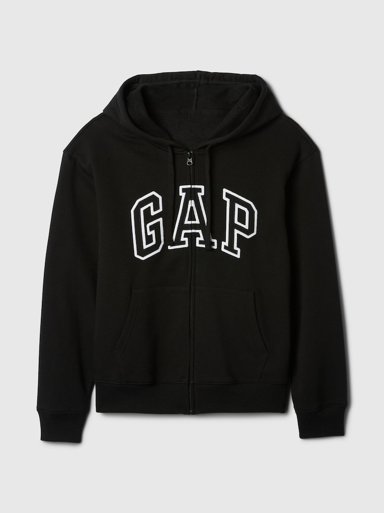 Μαύρο - Gap Relaxed Logo Zip Φούτερ με κουκούλα - Εικόνα 5 από 5