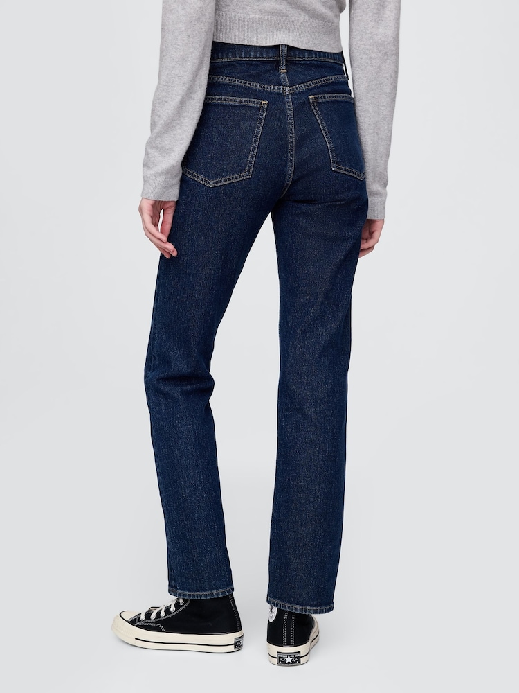 Gap Dark Wash Blue High Waisted '90s Straight Jeans - Image 2 of 4 Gap Dark Wash Blue High Waisted '90s Straight Jeans - Image 2 of 4