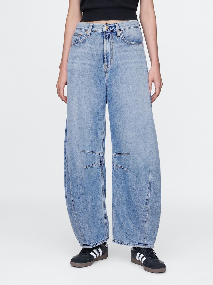 Gap Blue High Waisted UltraSoft Horseshoe Jeans - Image 1 of 9 Gap Blue High Waisted UltraSoft Horseshoe Jeans - Image 1 of 9