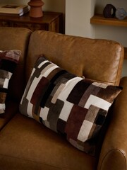 Dark Black/White 40 x 59cm Orson Cut Velvet Cushion - Image 1 of 4