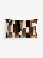 Dark Black/White 40 x 59cm Orson Cut Velvet Cushion - Image 3 of 4