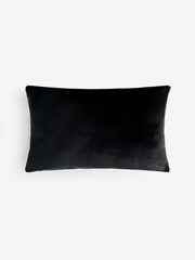 Dark Black/White 40 x 59cm Orson Cut Velvet Cushion - Image 4 of 4