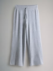 The Set Knitted Ribbed Hoodie and Wide Leg Trouser Co-ord Light Grey Marl - Image 3 of 5