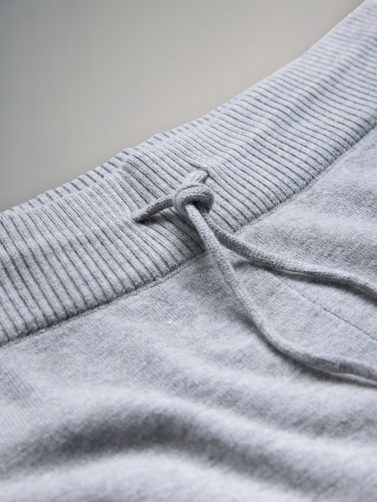 The Set Knitted Ribbed Hoodie and Wide Leg Trouser Co-ord Light Grey Marl - Image 5 of 5