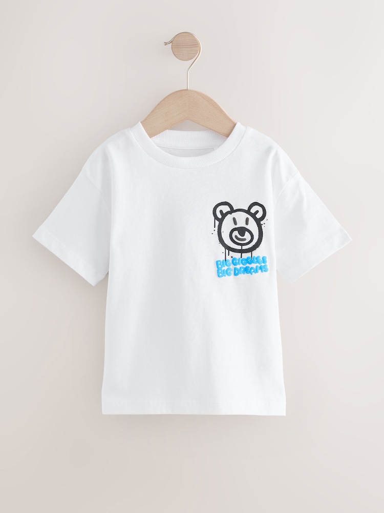 White Bear Short Sleeve Back Print T-Shirt (3mths-7yrs) - Image 1 of 4 White Bear Short Sleeve Back Print T-Shirt (3mths-7yrs) - Image 1 of 4