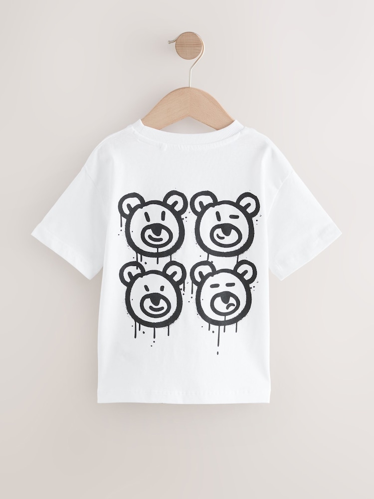 White Bear Short Sleeve Back Print T-Shirt (3mths-7yrs) - Image 2 of 4 White Bear Short Sleeve Back Print T-Shirt (3mths-7yrs) - Image 2 of 4