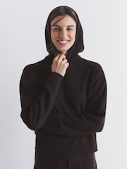 The Set Knitted Ribbed Hoodie and Wide Leg Trouser Co-ord Chocolate Brown - Image 5 of 6