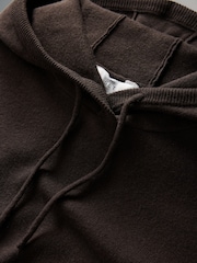 The Set Knitted Ribbed Hoodie and Wide Leg Trouser Co-ord Chocolate Brown - Image 6 of 6