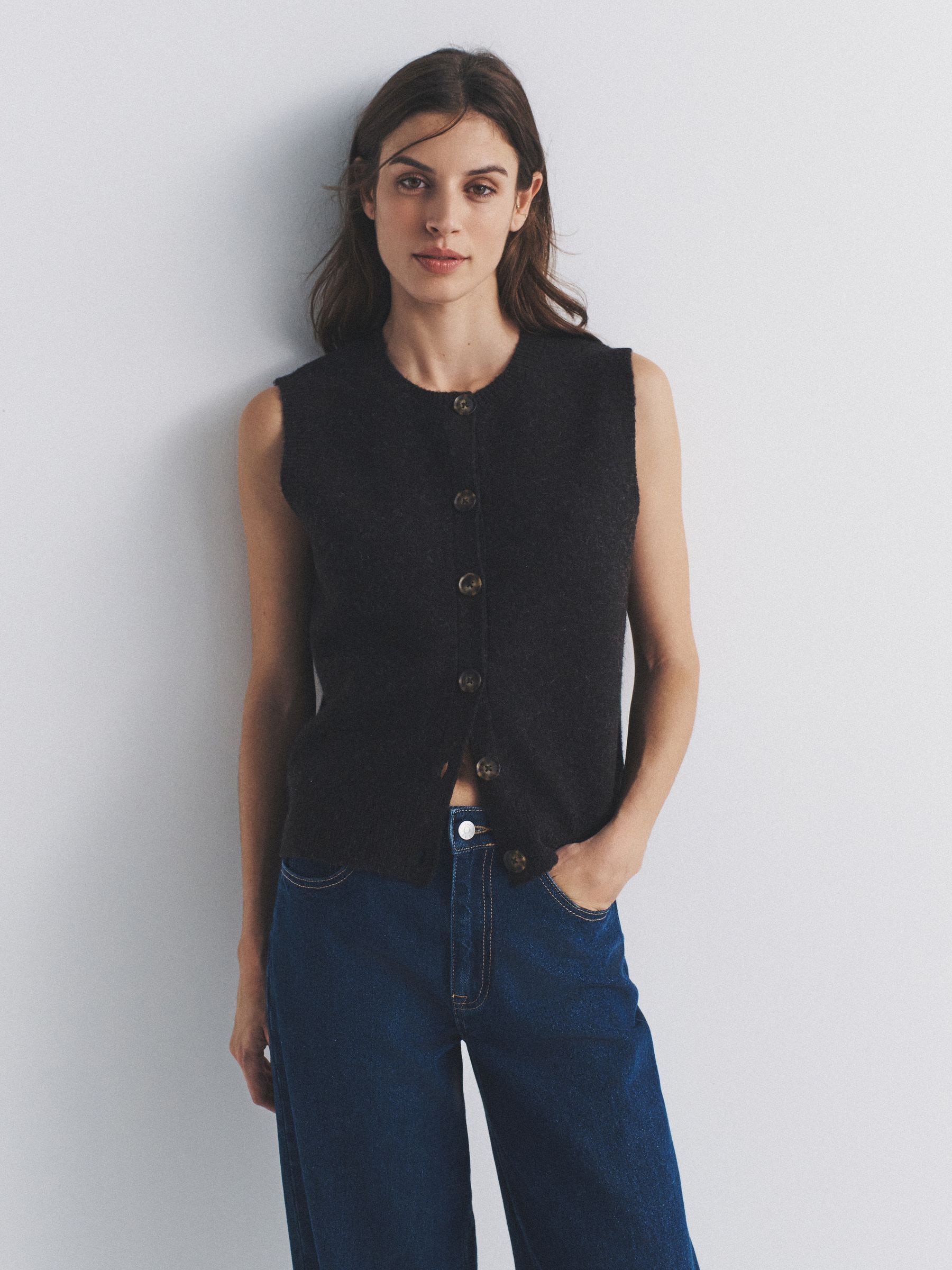Buy The Set 2 Pack Knitted Waistcoat With Wool Cream/Chocolate