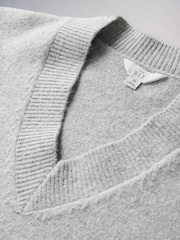 The Set 2 Pack 2 Pack Knitted V-Neck Jumpers With Wool Black/Grey Marl - Image 6 of 6