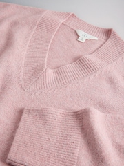 The Set 3 Pack 2 Pack Knitted V-Neck Jumpers With Wool Soft Pink/Cream/Chocolate Brown - Image 6 of 6