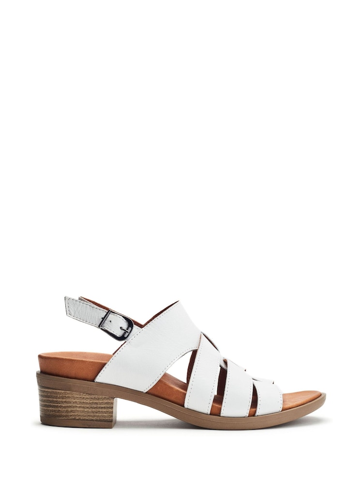 Moda in Pelle Sh Mere Heeled Footbed Fisherman White Sandals - Image 1 of 3 Moda in Pelle Sh Mere Heeled Footbed Fisherman White Sandals - Image 1 of 3