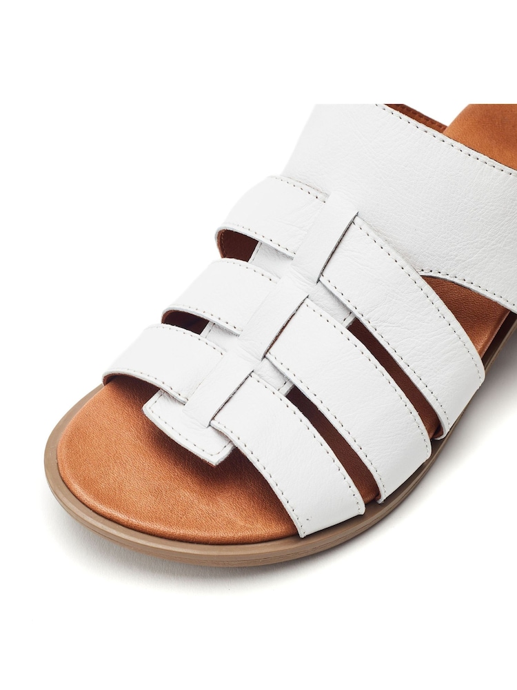 Moda in Pelle Sh Mere Heeled Footbed Fisherman White Sandals - Image 2 of 3 Moda in Pelle Sh Mere Heeled Footbed Fisherman White Sandals - Image 2 of 3
