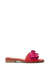 Moda in Pelle Red Laleh Flower Detail Flat Mules - Image 1 of 4