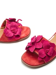 Moda in Pelle Red Laleh Flower Detail Flat Mules - Image 4 of 4