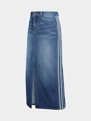adidas Originals Blue 3 Stripes Denim Penicl Skirt - Image 5 of 5