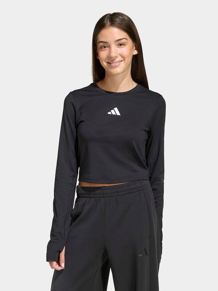 adidas Black Techfit Long Sleeved T-Shirt - Image 1 of 6