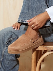 Linzi Brown Teddy Slip-On Slingback Clogs - Image 1 of 5