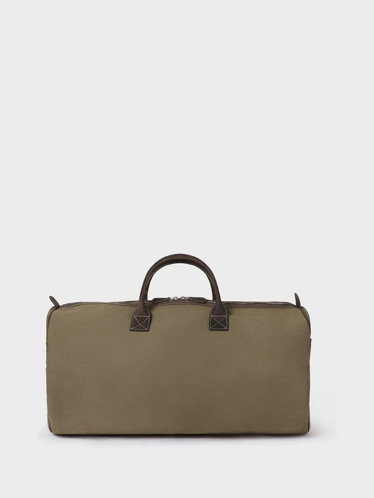 Osprey London Green The Hunter Canvas & Leather Barrel Bag - Image 2 of 5