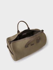 Osprey London Green The Hunter Canvas & Leather Barrel Bag - Image 4 of 5