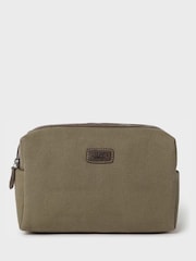 Osprey London Medium Green The Hunter Canvas & Leather Washbag - Image 1 of 5